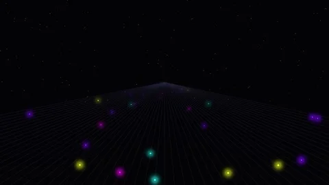Abstract Digital Grid with Glowing Particles Stock Footage 344247680