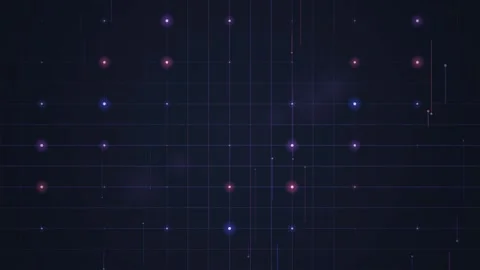 Abstract Digital Grid with Glowing Particles, Data Flow, Tech Background Stock Footage 348415308