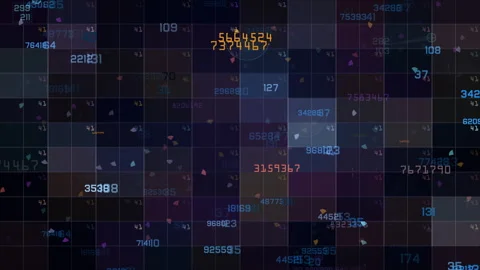Abstract Digital Grid With Highlighted Numeric Data and Colorful Details Stock-Footage 310663419
