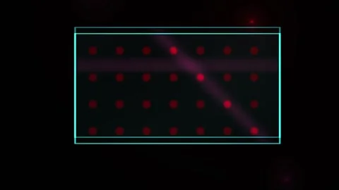 Abstract Digital Grid Interface with Pulsing Red Light Nodes and Geometric .. Stock Footage 341783120