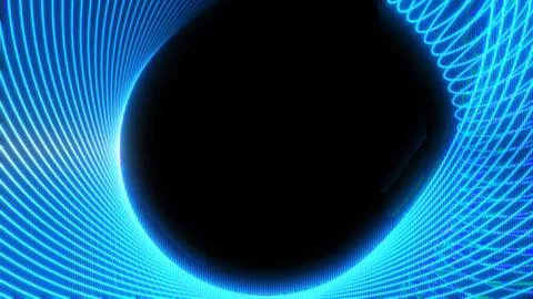 Abstract digital grid landscape on a dark background with blue neon lines. Stock Illustration