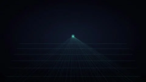 Abstract digital grid lines converging to central light point. Stock Footage 341770664