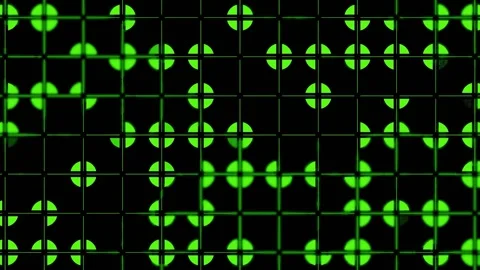 Abstract Digital Grid Motion Animation with Rotating Green Data Segments Fu.. Stock Footage 347445546