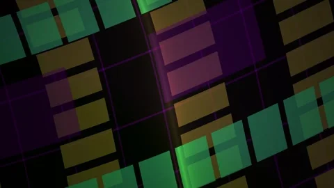 Abstract Digital Grid Motion Background with Glowing Neon Rectangles Shifti.. Stock Footage 344715022