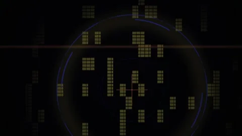Abstract Digital Grid Pattern on Dark Background with Glowing Elements. Stock Footage 334446512