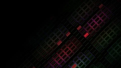 Abstract Digital Grid Pattern with Glowing Neon Lights. Stock Footage 334446902