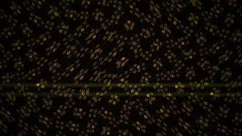 Abstract Digital Grid Pattern with Glowing Light Particles Moving in Dark S.. Stock Footage 340503333