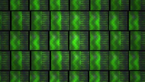 Abstract Digital Grid Pattern with Pulsing Green Light Effects. Stock Footage 340503384