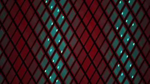 Abstract Digital Grid Pattern with Pulsing Teal Light Nodes on Dark Red Bac.. Stock Footage 340503417