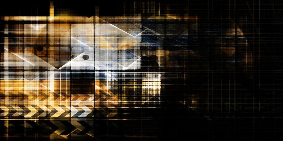 Abstract Digital Grid Processing Information Flow Stock Illustration