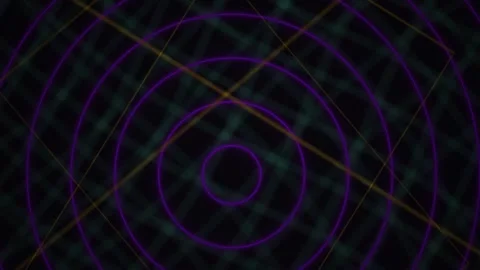 Abstract Digital Grid with Pulsing Concentric Circles Motion Background. Stock Footage 341783251