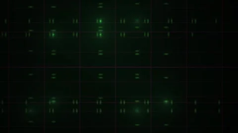 Abstract Digital Grid with Pulsing Green Light Nodes and Data Flow. Stock Footage 341792179