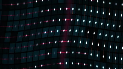 Abstract Digital Grid with Pulsing Light Nodes and Data Flow Patterns. Stock Footage 341783250