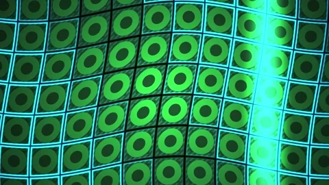 Abstract Digital Grid with Pulsing Neon Green Light Waves. Stock Footage 340503576