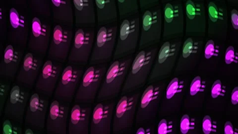 Abstract Digital Grid with Pulsing Neon Pink and Green Light Nodes. Video stock 341783311
