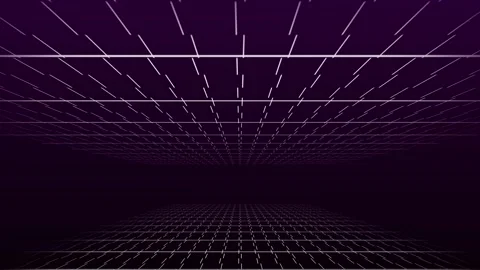 Abstract digital grid receding into dark purple infinity on black. Digital .. Stock Footage 337130121