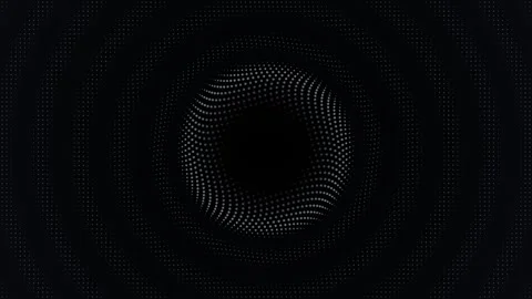 Abstract digital halftone dot ring waving on a dark background Stock Footage 335937991