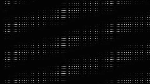 Abstract digital halftone pattern with moving dots on black background Stock Footage 335875921