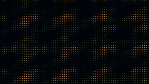 Abstract digital halftone wave of orange dots on black background Stock Footage 335938275