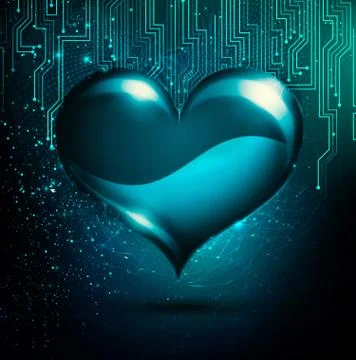 Abstract Digital Heart Shape Artwork On A Tech Background Stock Illustration