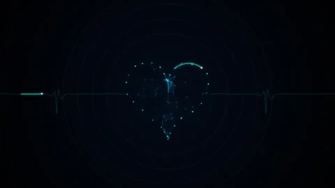 Abstract Digital Heartbeat Plexus 4K Seamless Motion Loop Video stock 343698519