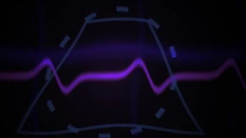 Abstract Digital Heartbeat Pulse Animation with Geometric Trapezoid Overlay. Stock Footage 340503468