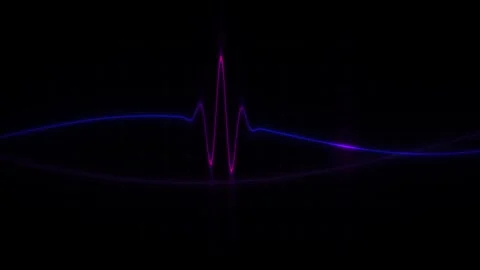 Abstract Digital Heartbeat Pulse Waveform Animation on Dark Background. Stock Footage 340503493