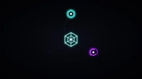 Abstract digital hexagon network animation with rotating glowing nodes and .. Stock Footage 344861725