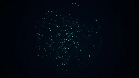 Abstract Digital Hexagon Network with Glowing Particles on Dark Background Stock Footage 346660733