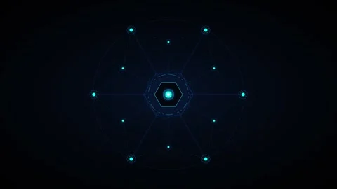 Abstract digital hexagon network hud interface motion with glowing data nod.. Stock Footage 337566388