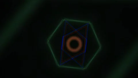 Abstract Digital Hexagon Tunnel with Pulsing Geometric Light Patterns. Stock Footage 341783340