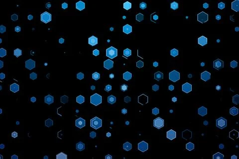 Abstract digital hexagons elettric blue lines background, seamless pattern te Stock Illustration