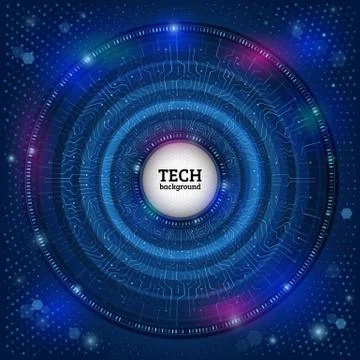 Abstract digital hi tech technology concept. Radial computer innovation desig Stock Illustration