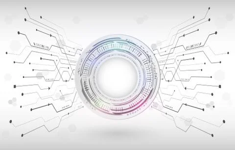 Abstract digital hi tech technology concept. Radial computer innovation desig Stock Illustration