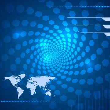 Abstract digital Hi Technology design, planet map for analysts. Vector Virtua Stock Illustration