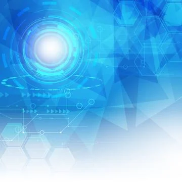 Abstract Digital hitech technology background with low poly Blue design Illustrazione stock