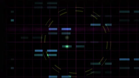 Abstract Digital HUD Interface with Circular Data Visualization and Glowing.. Stock Footage 340503598