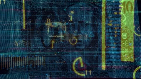 Abstract Digital HUD Interface with Financial Data Stock Footage 337732479