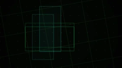 Abstract Digital HUD Interface with Geometric Wireframe Motion Graphics. Stock Footage 340503588