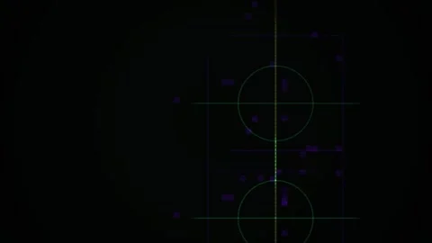 Abstract Digital HUD Interface With Glowing Circle Elements In Dark Backgroun Stock Footage 334447503