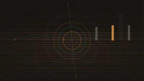 Abstract Digital HUD Interface with Glowing Orange Data Lines and Geometric Stock Footage 339316839