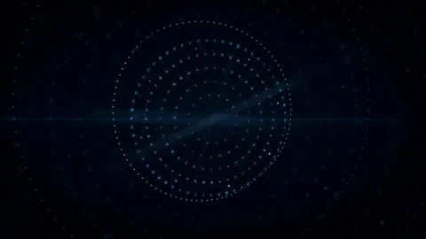 Abstract Digital HUD Interface with Glowing Blue Particle Circles and Stock Footage 339319100