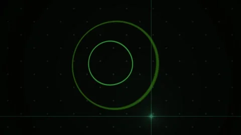 Abstract Digital HUD Interface with Glowing Concentric Circles and Light Fl.. Stock Footage 341783319