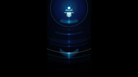 Abstract digital hud interface with pulsing blue light waves and cybernetic.. Stock Footage 337558067