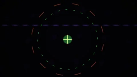 Abstract Digital HUD Interface with Pulsing Circular Data Visualization. Stock Footage 340503603