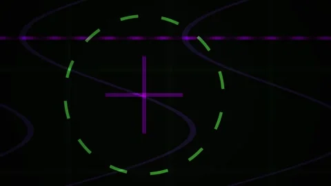 Abstract Digital HUD Interface with Pulsing Geometric Reticle and Data Stream Stock Footage 341783366