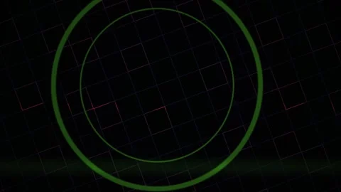 Abstract Digital HUD Interface with Pulsing Concentric Circles and Floating.. Stock Footage 341783410