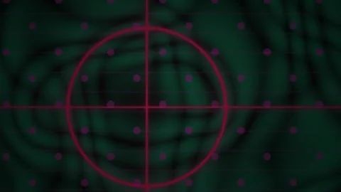 Abstract Digital HUD Interface with Pulsing Red Target Reticle and Dark Gre.. Stock Footage 341783490