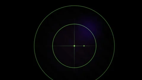 Abstract Digital HUD Interface with Rotating Circular Elements and Crosshair. Stock Footage 340503824