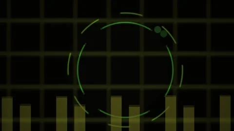 Abstract Digital HUD Interface with Rotating Circular Elements and Data Bars. Stock Footage 340503867